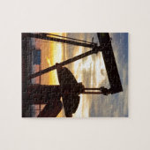 Ölquelle-Pumpen-Jack-Sonnenaufgang Puzzle (Horizontal)