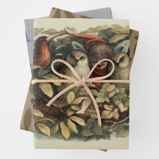 Öls und Elf Fairies - Illustration zur Natur Geschenkpapier Set (Beispiel)