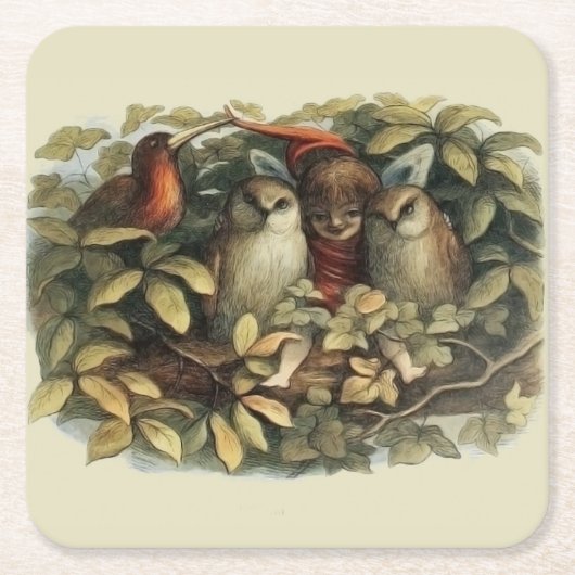 Öls und Elf Fairies - Illustration zur Natur Rechteckiger Pappuntersetzer (Vorderseite)