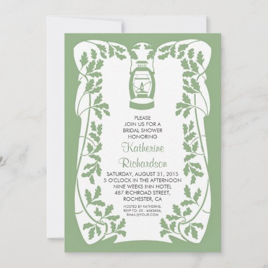 Ölseeschwalbe und Eichenbaum rustikales Brautparty Einladung (Vorderseite)