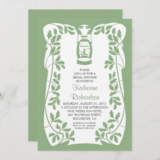 Ölseeschwalbe und Eichenbaum rustikales Brautparty Einladung (Vorne/Hinten)