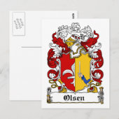 Olsen Familienwappen Postkarte (Vorne/Hinten)