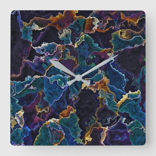 Ölteppich Quadratische Wanduhr (Vorderseite)