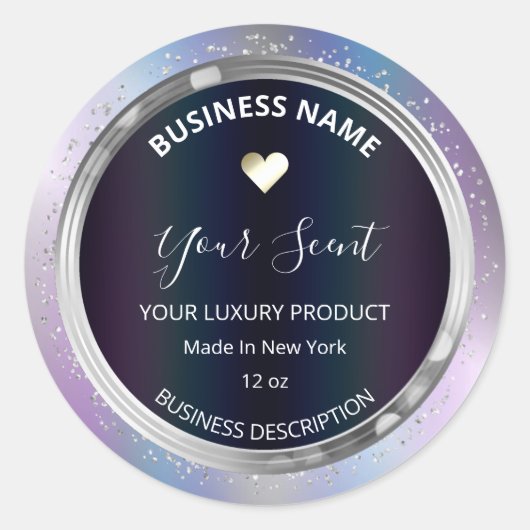 Ölteppiche Silber-Glitzer-Produktkennzeichnungen Runder Aufkleber (Vorderseite)