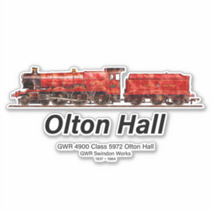 Olton Hall Vintag Steam Train English Locomotive Aufkleber