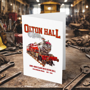 Olton Hall Vintag Steam Train English Locomotive Dankeskarte