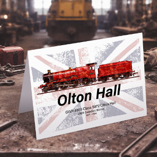 Olton Hall Vintag Steam Train English Locomotive Dankeskarte