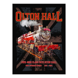 Olton Hall Vintag Steam Train English Locomotive Fotodruck