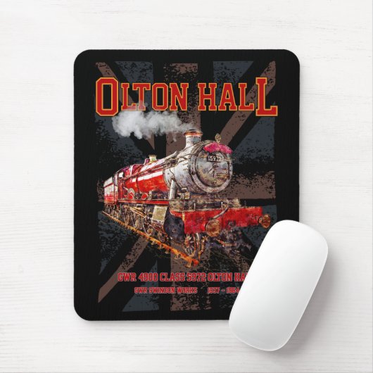 Olton Hall Vintag Steam Train English Locomotive Mousepad (Mit Mouse)
