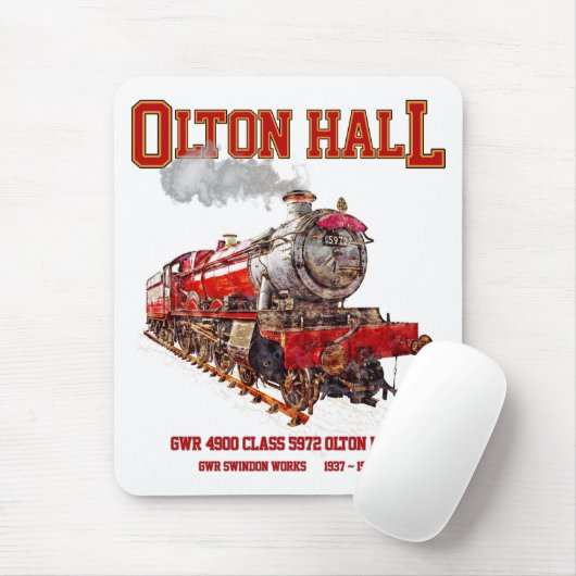 Olton Hall Vintag Steam Train English Locomotive Mousepad (Mit Mouse)