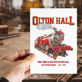 Olton Hall Vintag Steam Train English Locomotive Postkarte