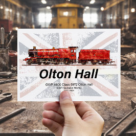 Olton Hall Vintag Steam Train English Locomotive Postkarte