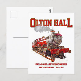 Olton Hall Vintag Steam Train English Locomotive Postkarte