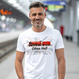 Olton Hall Vintag Steam Train English Locomotive T-Shirt
