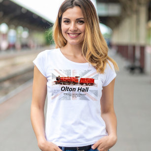 Olton Hall Vintag Steam Train English Locomotive T-Shirt