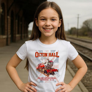 Olton Hall Vintag Steam Train English Locomotive T-Shirt