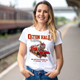 Olton Hall Vintag Steam Train English Locomotive T-Shirt