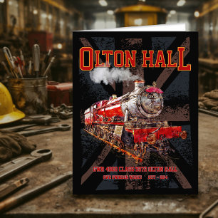 Olton Hall Vintage-Dampflokomotive englische Lokom Dankeskarte
