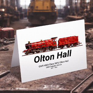 Olton Hall Vintage-Dampflokomotive englische Lokom Dankeskarte