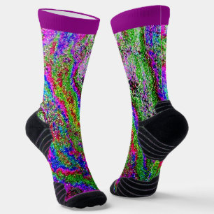Ölverschmutzung Lila Limon- grün-rosa Design Socken