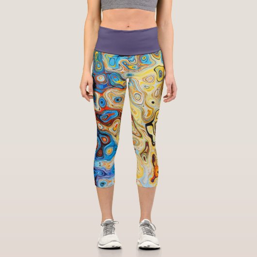 Ölverschmutzungs-Regenbogen Capri Leggings (Vorderseite)