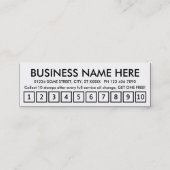 Ölwechsel. LoyalitätsLochkarte Treuekarte (Rückseite)