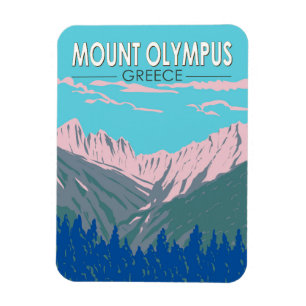Olymp Berg Griechenland Reise Kunst Vintage Magnet