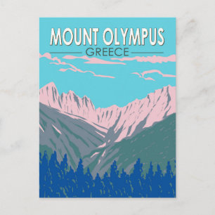 Olymp Berg Griechenland Reise Kunst Vintage Postkarte