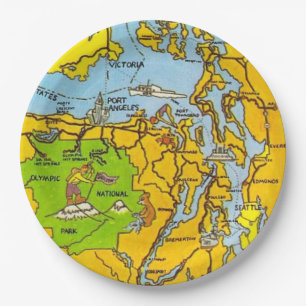 Olymp-Halbinsel-Karte Pappteller