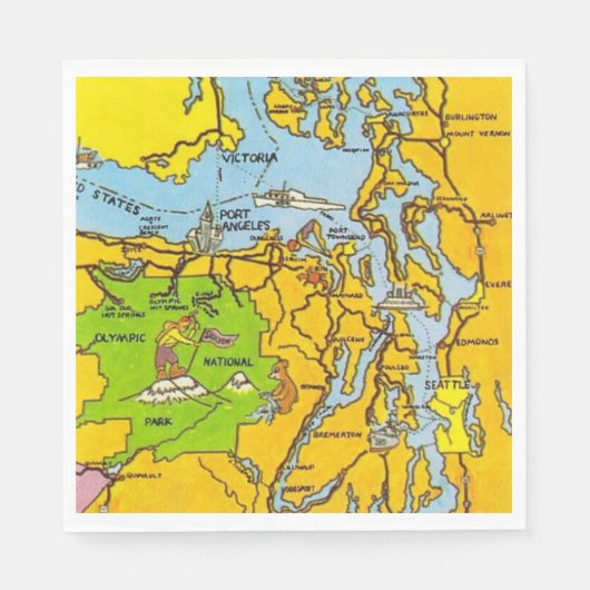 Olymp-Halbinsel-Karte Serviette (Vorderseite)