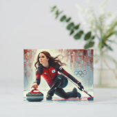 Olympia Curling Player Postkarte (Stehend Vorderseite)