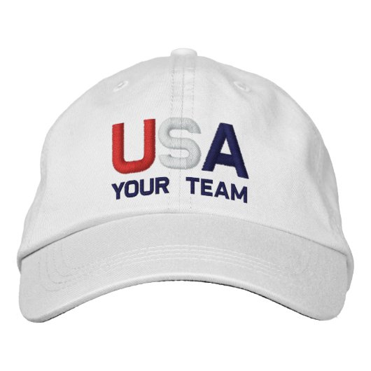 OLYMPIA des US-Teams bestickt mit White Hat Bestickte Kappe (Vorderseite)