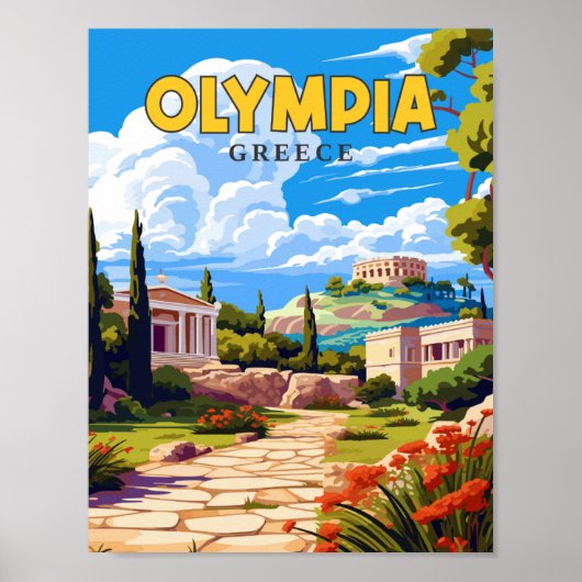 Olympia Griechenland Vintage-Illustration Poster (Vorne)