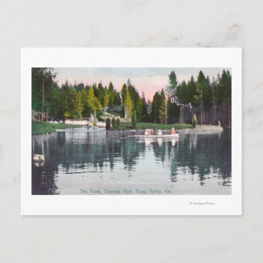Olympia Park View the Pond, Rowboat Szene Postkarte (Vorderseite)