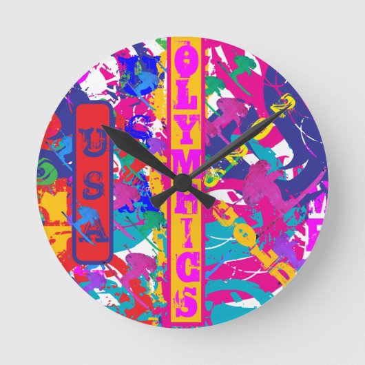 OLYMPIA-SKIFAHREN RUNDE WANDUHR (Vorderseite)