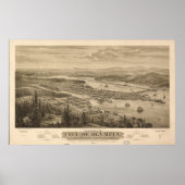 Olympia Washington 1870 Antike Panoramakarte Poster (Vorne)