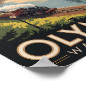 Olympia Washington Illustration Reise Kunst Vintag Poster (Ecke)