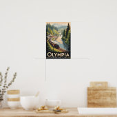 Olympia Washington Illustration Reise Kunst Vintag Poster (Küche)