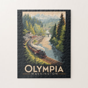 Olympia Washington Illustration Reise Kunst Vintag Puzzle