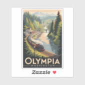 Olympia Washington Illustration Travel Art Vintage Aufkleber (Blatt)