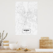 Olympia, Washington (schwarz auf weiß) Poster (Küche)