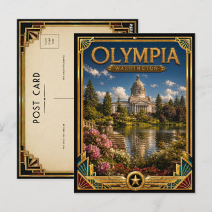 Olympia Washington Vintage Art Deco Golden Age Postkarte