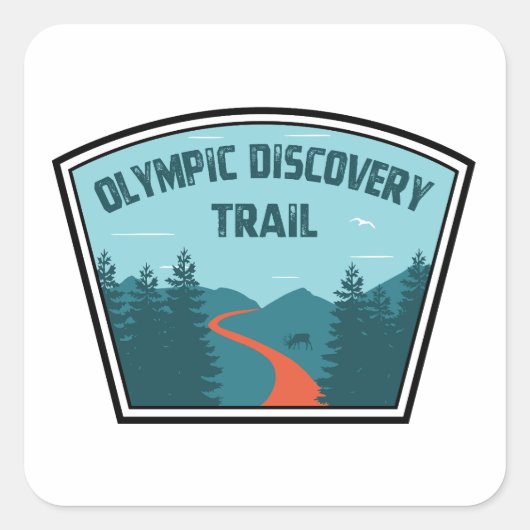 Olympic Discovery Trail Washington Staat Quadratischer Aufkleber (Vorderseite)