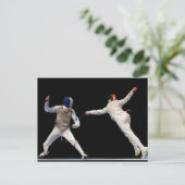 Olympic Fencing Lunge and Parry Postkarte (Stehend Vorderseite)