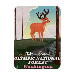 Olympic National Forest USA Reiseplakat Magnet