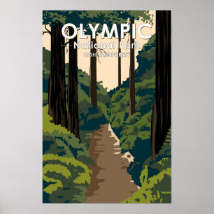 Olympic National Park Hoh Regenwald Vintage Poster