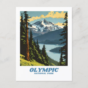Olympic National Park Illustration Retro Ästhetik Postkarte