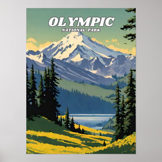 Olympic National Park Illustrationstext Poster (Vorne)