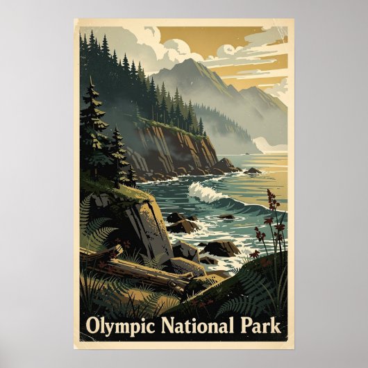 Olympic National Park Retro Poster (Vorne)