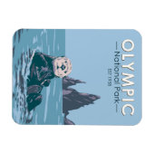 Olympic National Park Sea Otter Vintag Magnet (Horizontal)
